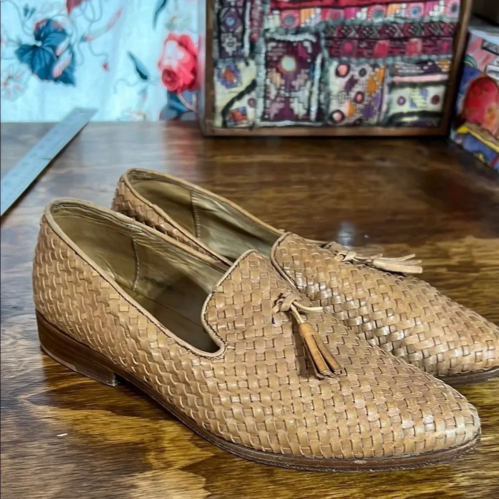 Nisolo Tan Woven Leather Loafers